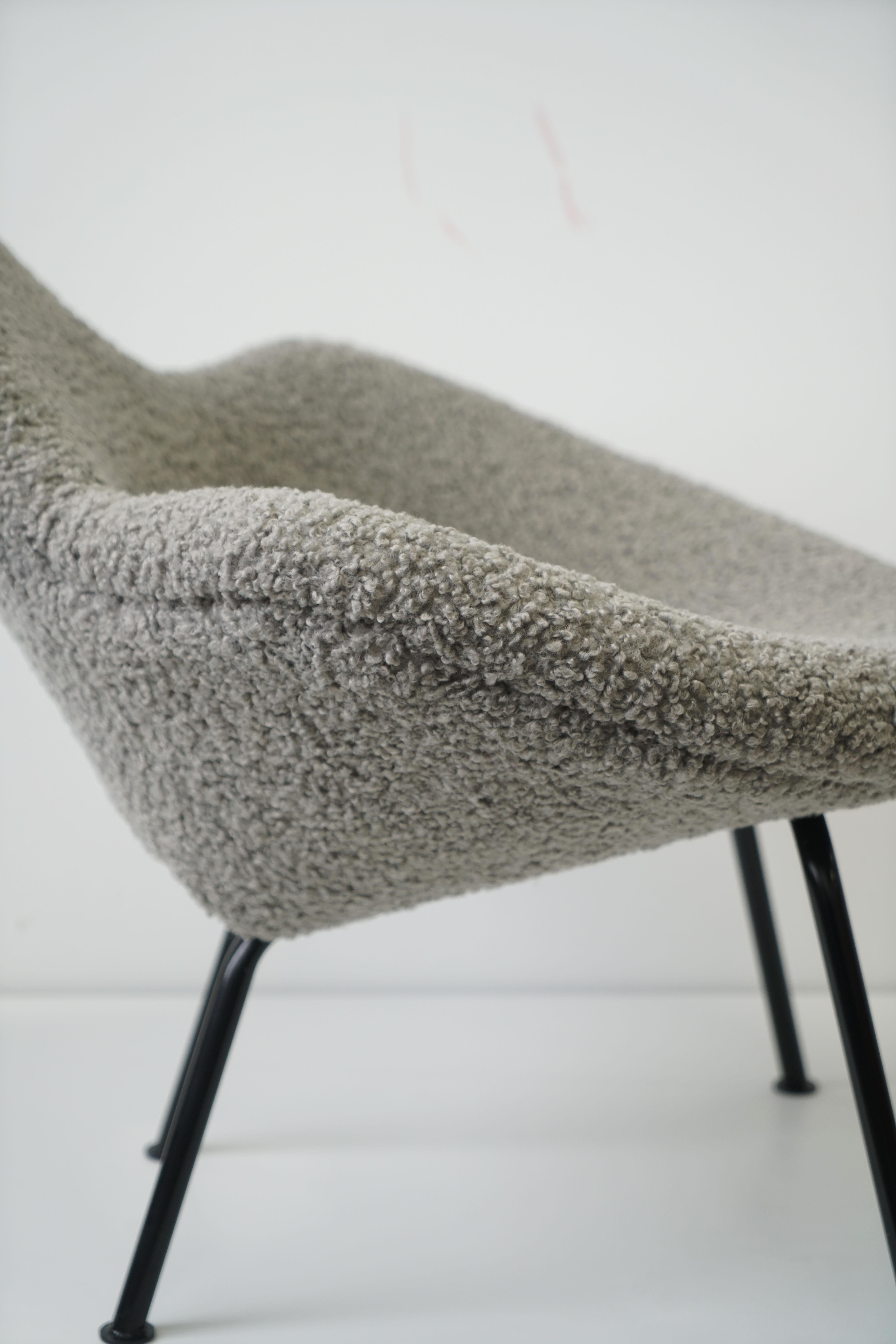 Set of 2 Vintage Grey Bouclé Lounge Chairs, Organic Womb Style Form 8