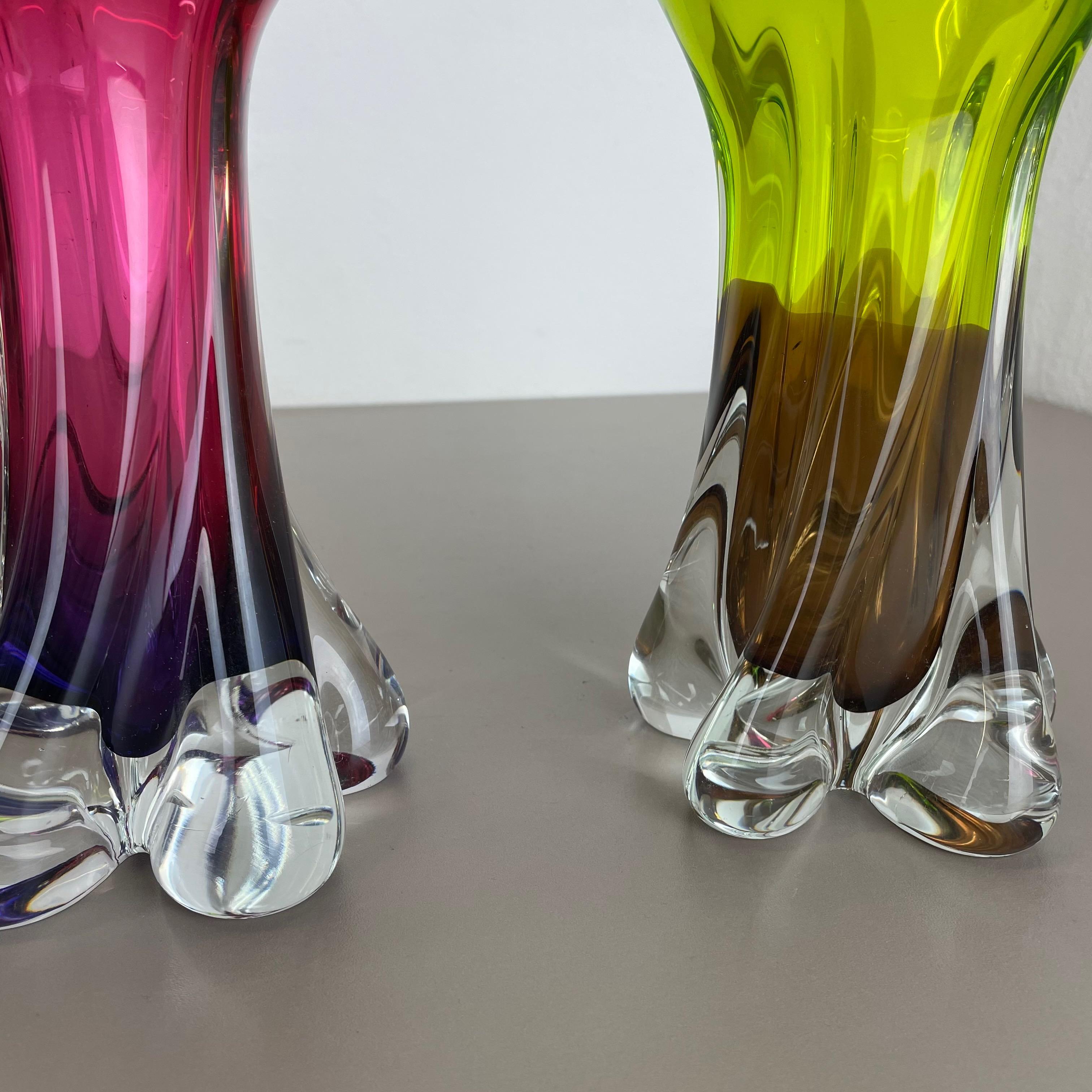 set of 2 Vintage Hand Blown Crystal Glass Vase by Joska, Germany, 1970s For Sale 9