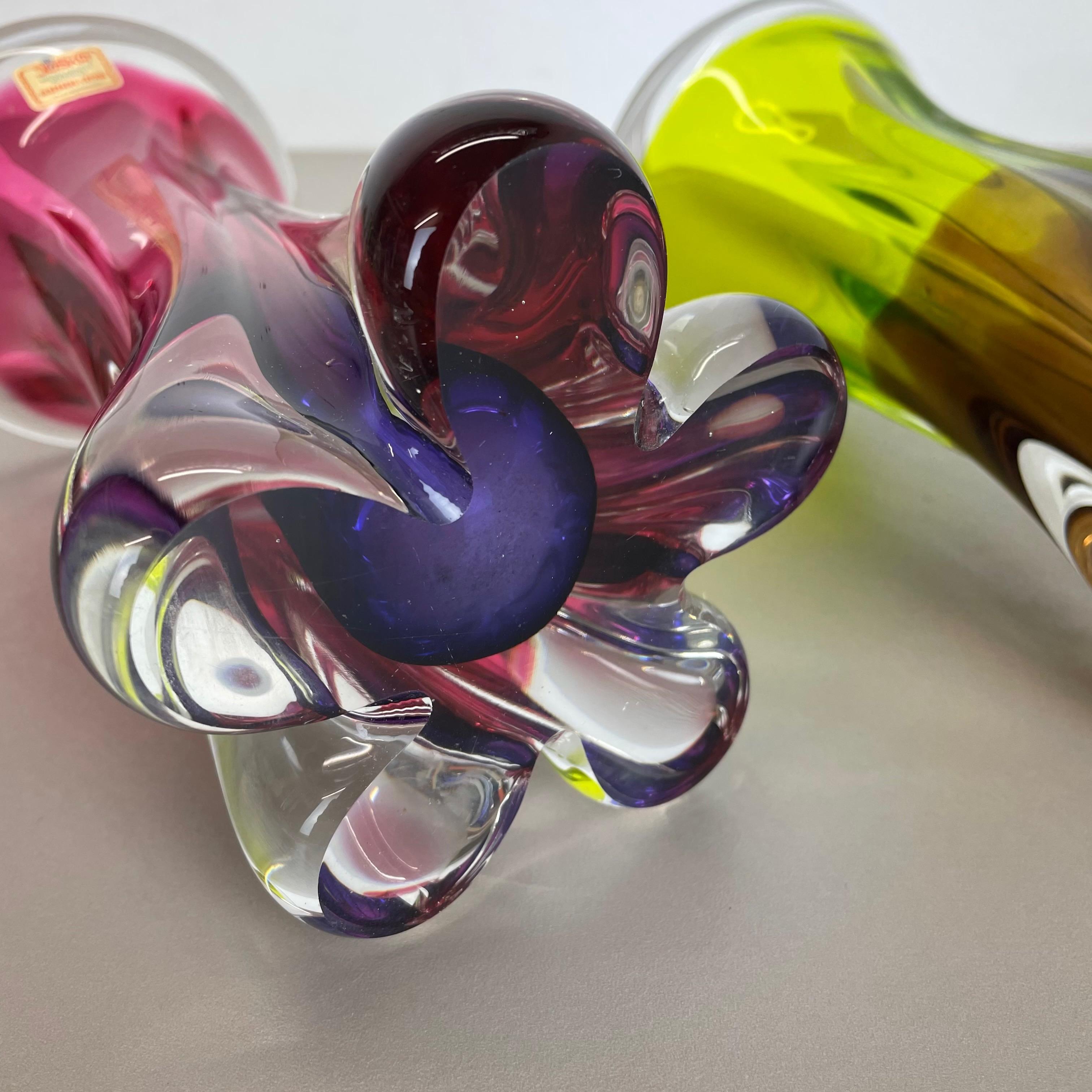 set of 2 Vintage Hand Blown Crystal Glass Vase by Joska, Germany, 1970s For Sale 11