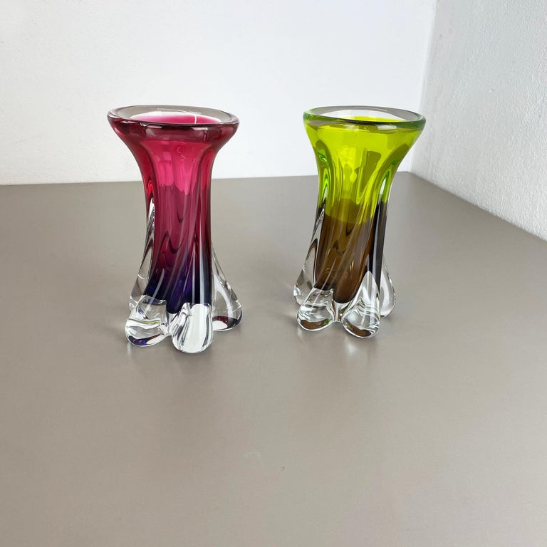 Article:

Glass vase


Producer:

Joska Waldglashütte Bodenmais, Germany 


Decade:

1970s


Description:

Original super rare vintage vase set produced by Joska Waldglashütte in Germany. The vase set was produced in the 1970s and