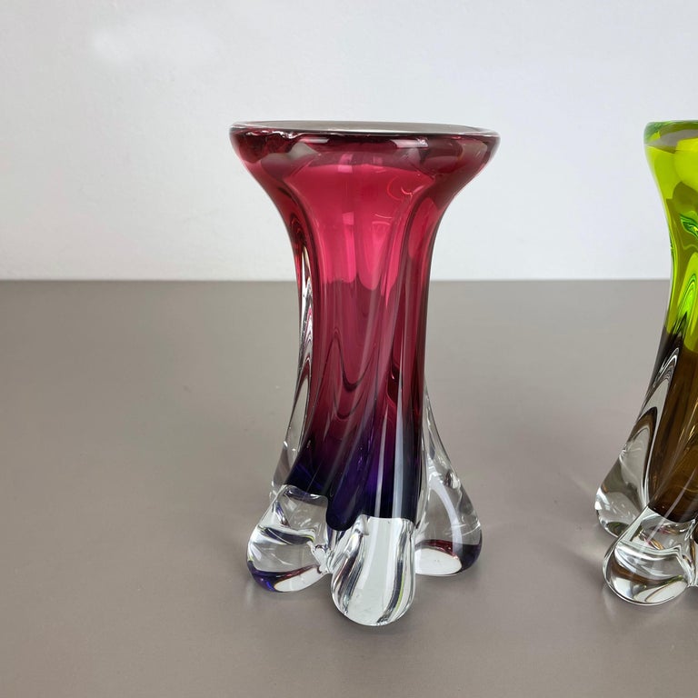 20th Century set of 2 Vintage Hand Blown Crystal Glass Vase by Joska, Germany, 1970s For Sale