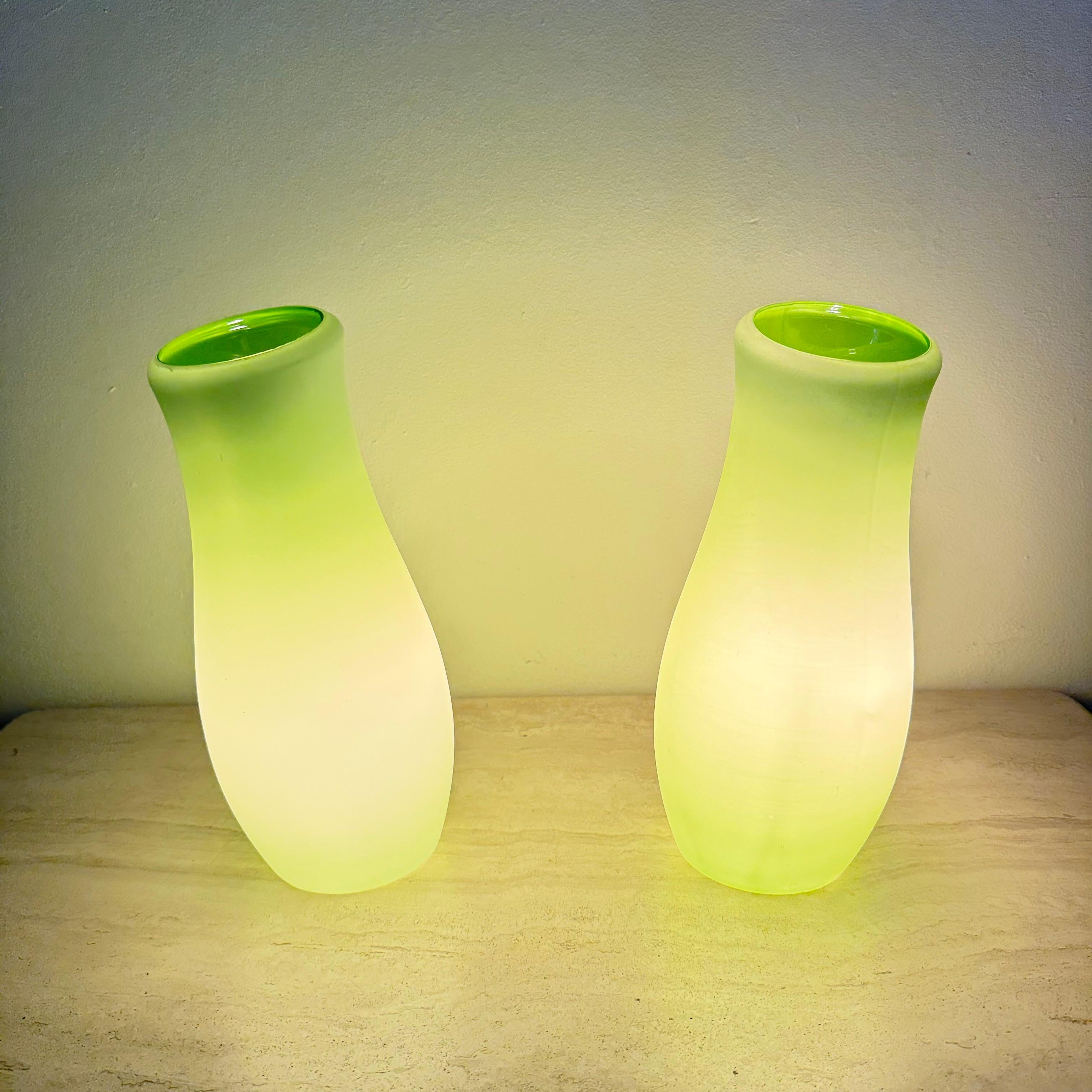 Glass Set of 2 vintage ikea mynolit table lamp , 1990s