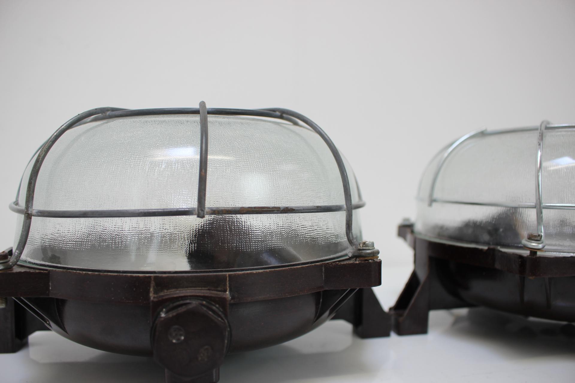 Set Of 2 Vintage Industrial Ceiling Lamp, Czechoslovakia, 1960's For Sale 1