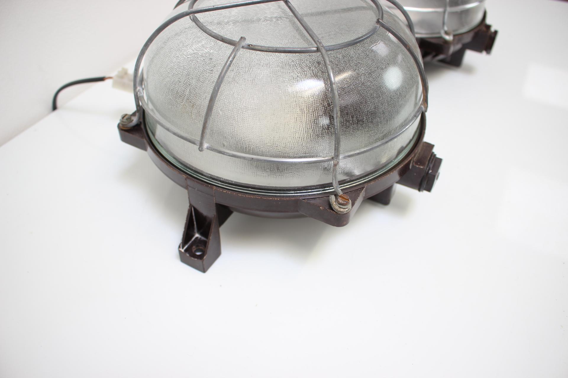 Set Of 2 Vintage Industrial Ceiling Lamp, Czechoslovakia, 1960's For Sale 2