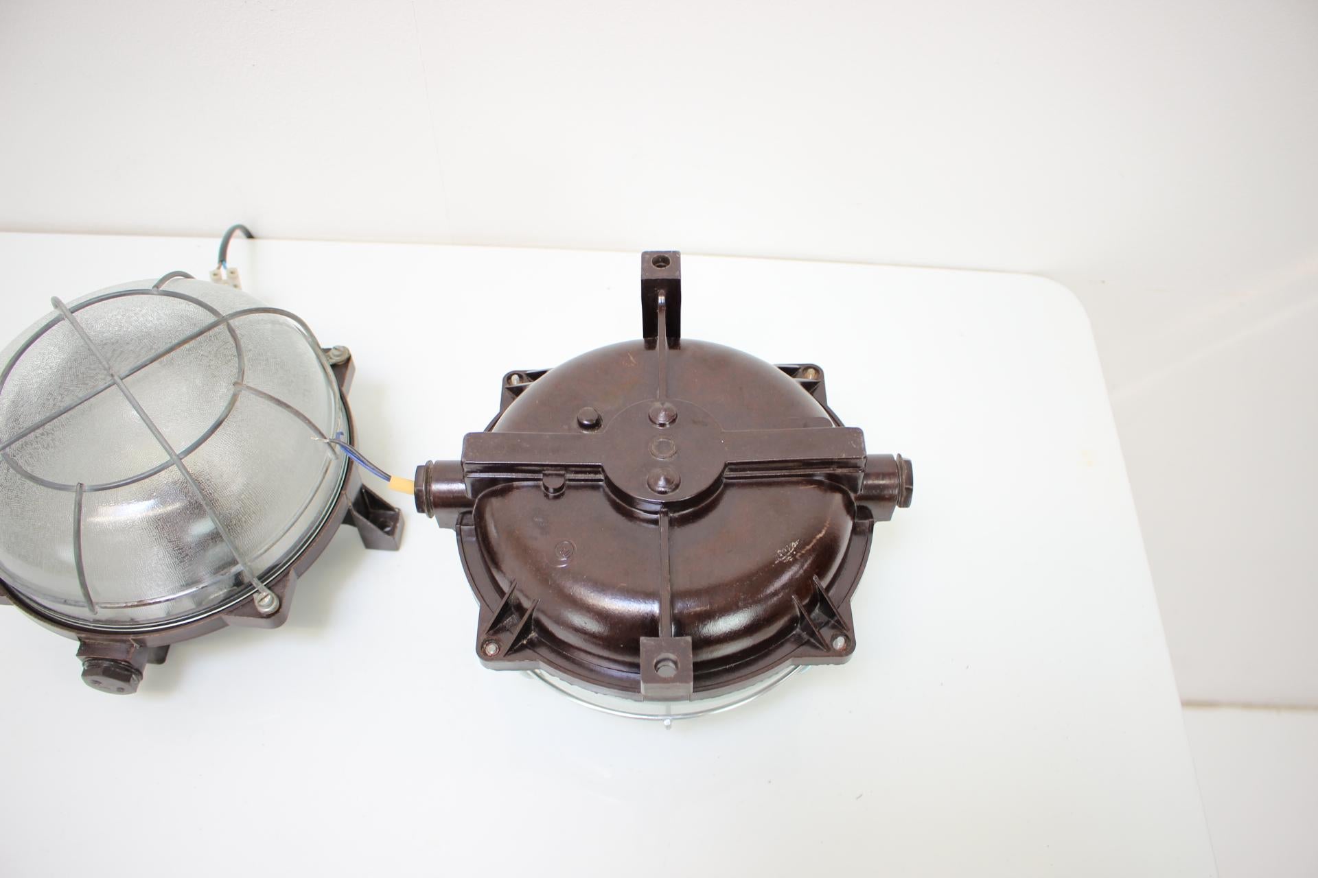 Set Of 2 Vintage Industrial Ceiling Lamp, Czechoslovakia, 1960's For Sale 3