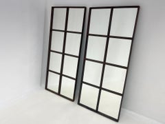 Set di 2 finestre industriali vintage in ferro convertite in specchio