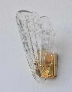 Satz von 2 Vintage Italian Murano Glass Wandlampen, vergoldet, 1970er Jahre