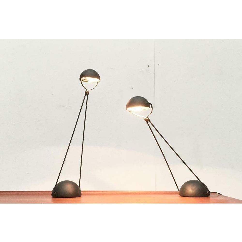 Set of 2 Vintage Italian Postmodern Meridiana Table Lamps by Paolo, 1980s For Sale 4
