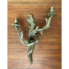 Set of 2 Vintage Italian Wall Candle Holders, Metal, Gold Finish