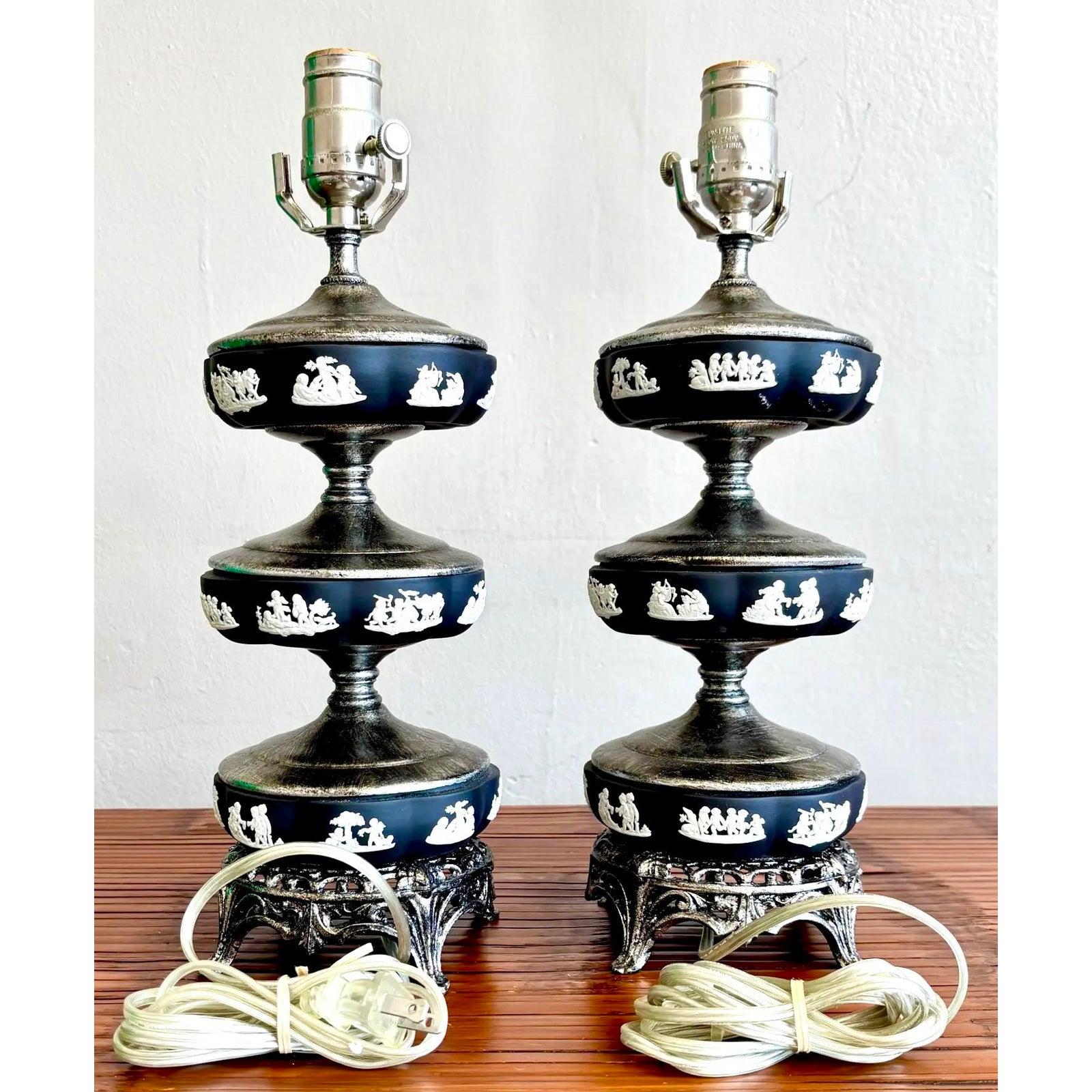Juego de 2 lámparas vintage de Wedgwood Estadounidense