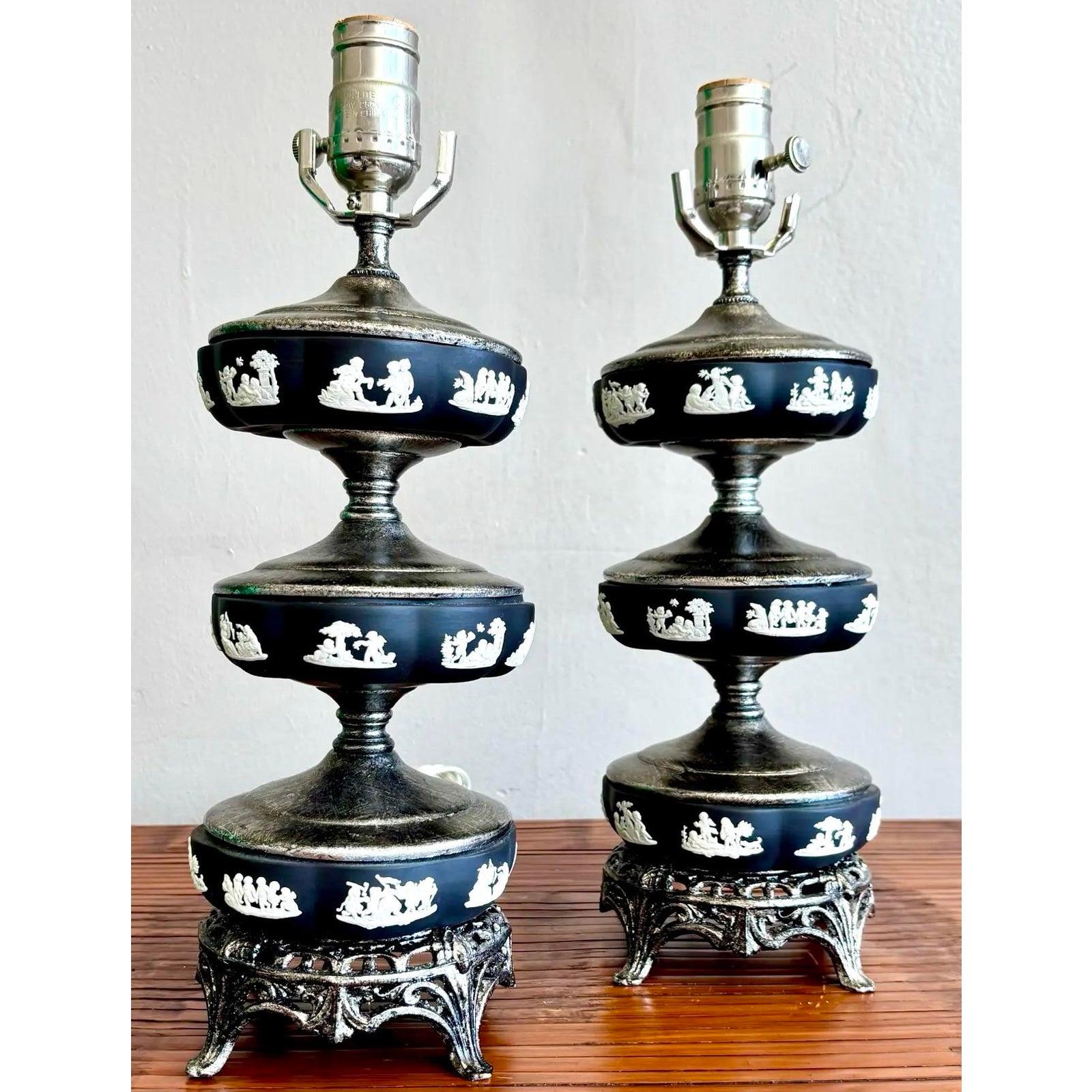 Juego de 2 lámparas vintage de Wedgwood siglo XX
