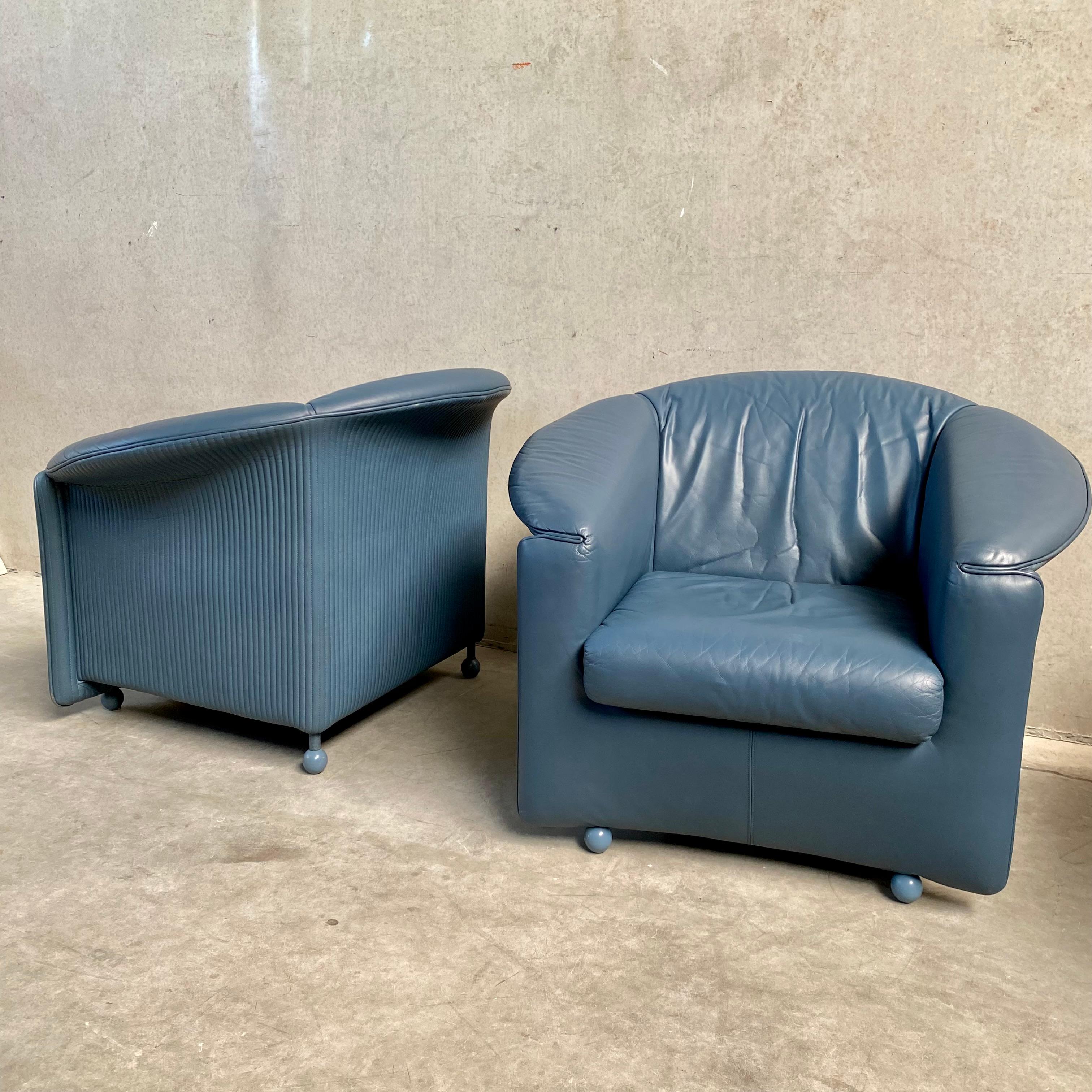 Set of 2 Vintage Leather Arm Chairs by Paolo Piva for Wittmann, Austria 1980s For Sale 11