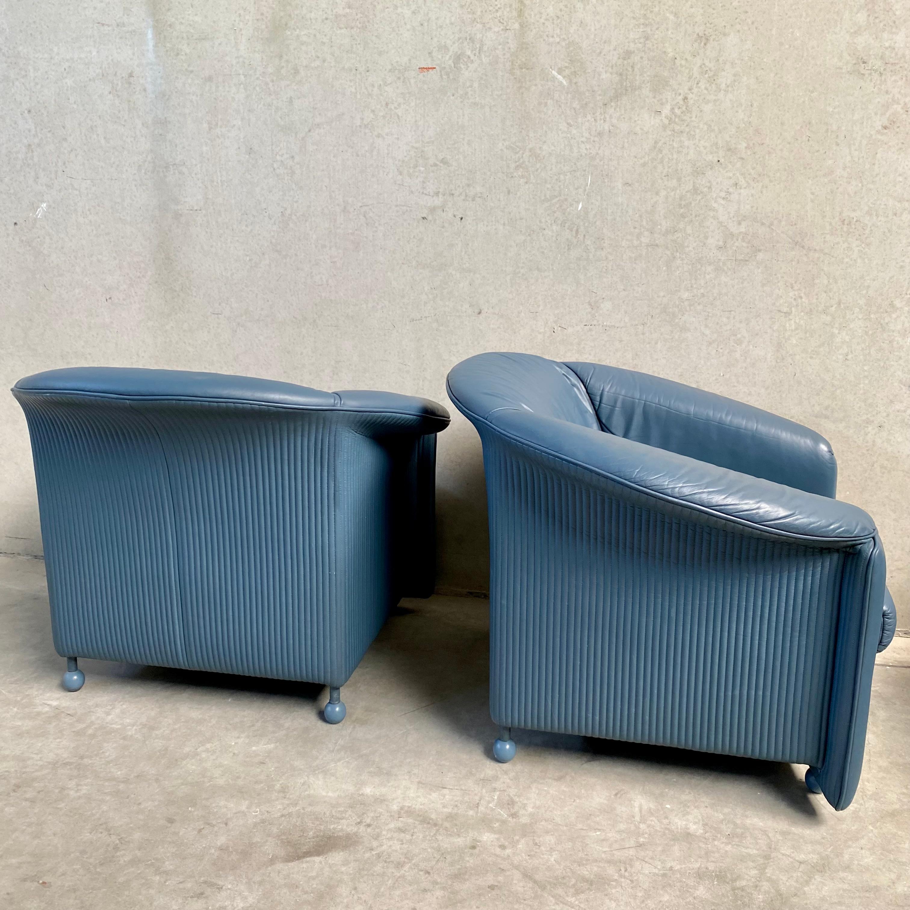 Set of 2 Vintage Leather Arm Chairs by Paolo Piva for Wittmann, Austria 1980s For Sale 13