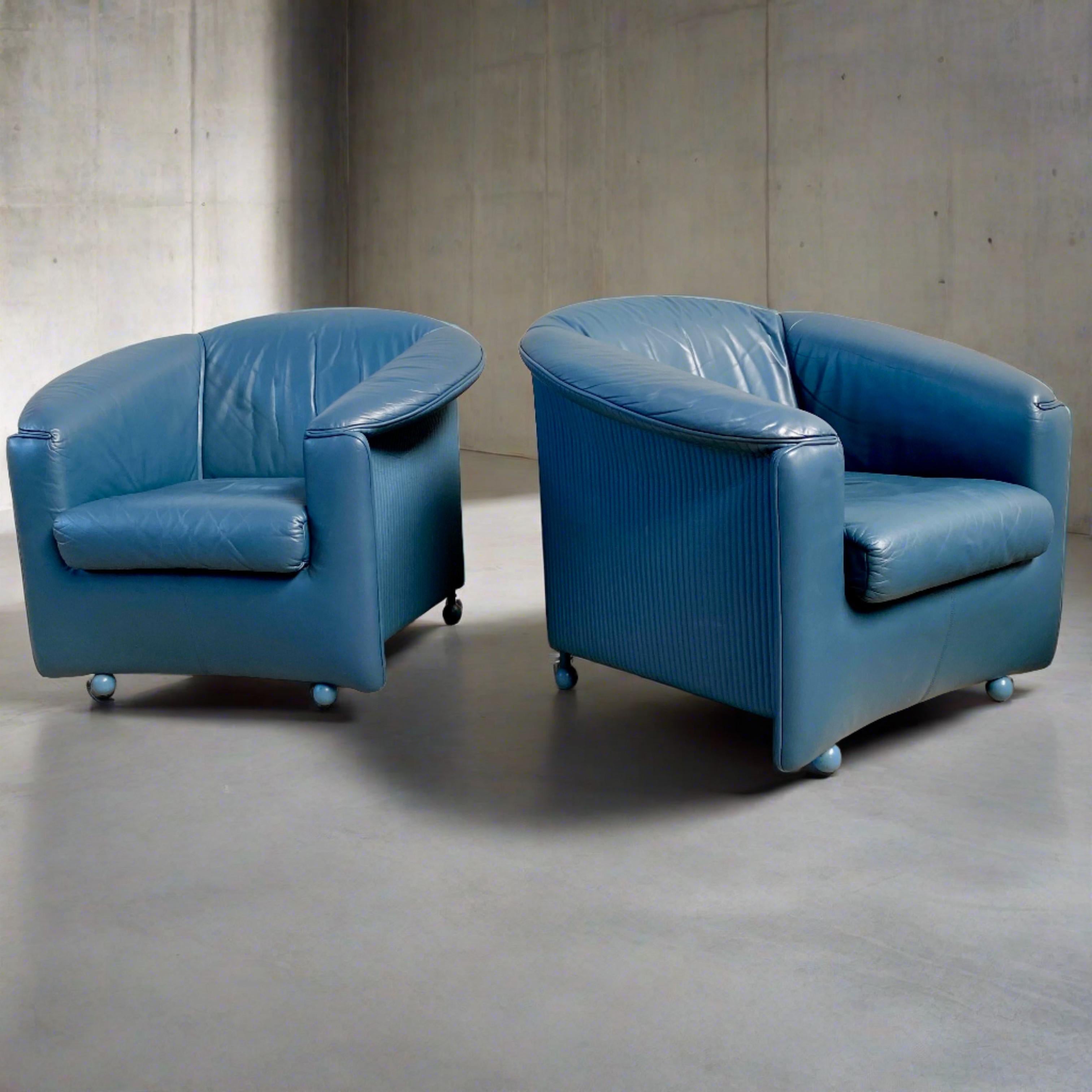 Ensemble de 2 fauteuils en cuir vintage de Paolo Piva pour Wittmann, Autriche, années 1980 Bon état - En vente à DE MEERN, NL