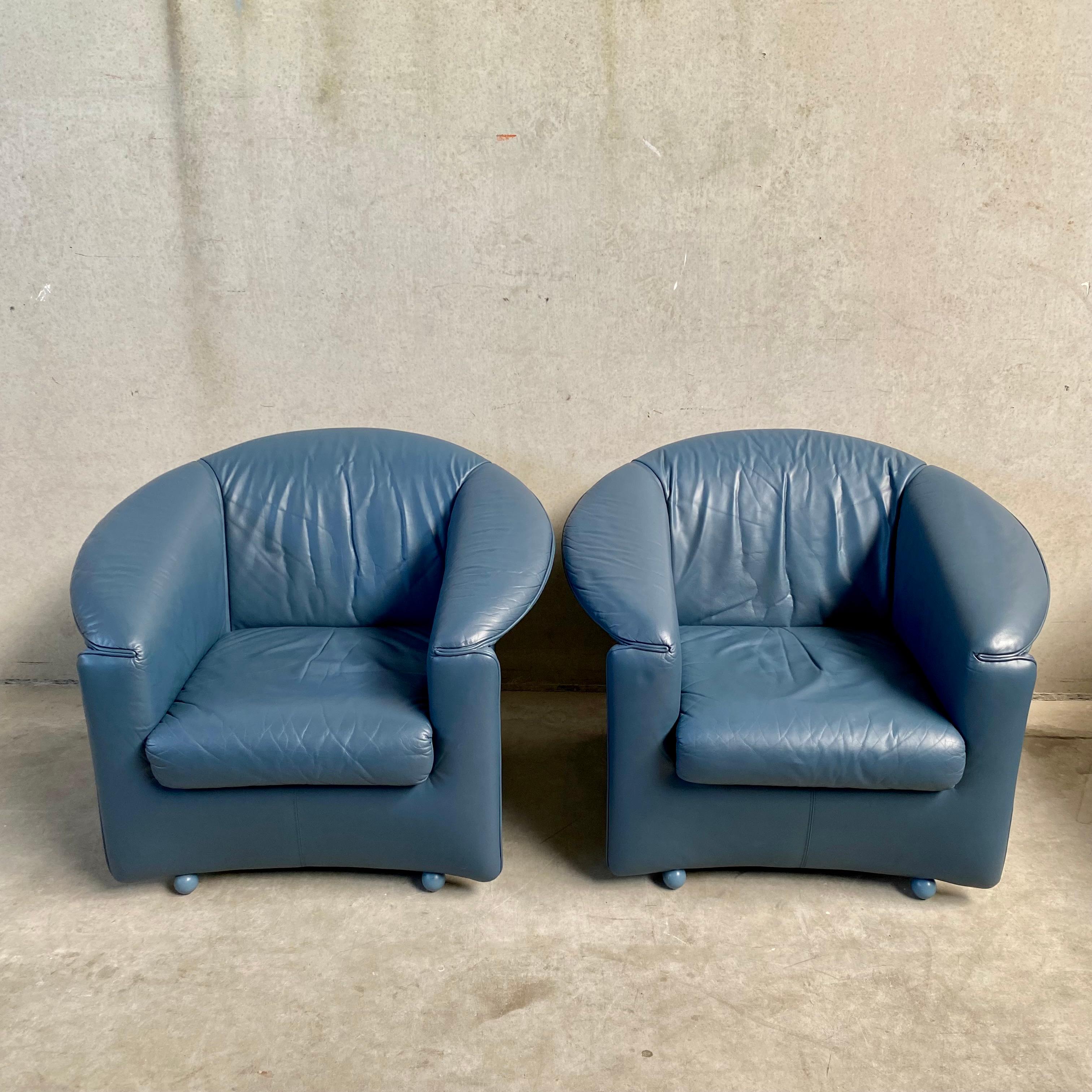 Set of 2 Vintage Leather Arm Chairs by Paolo Piva for Wittmann, Austria 1980s For Sale 14