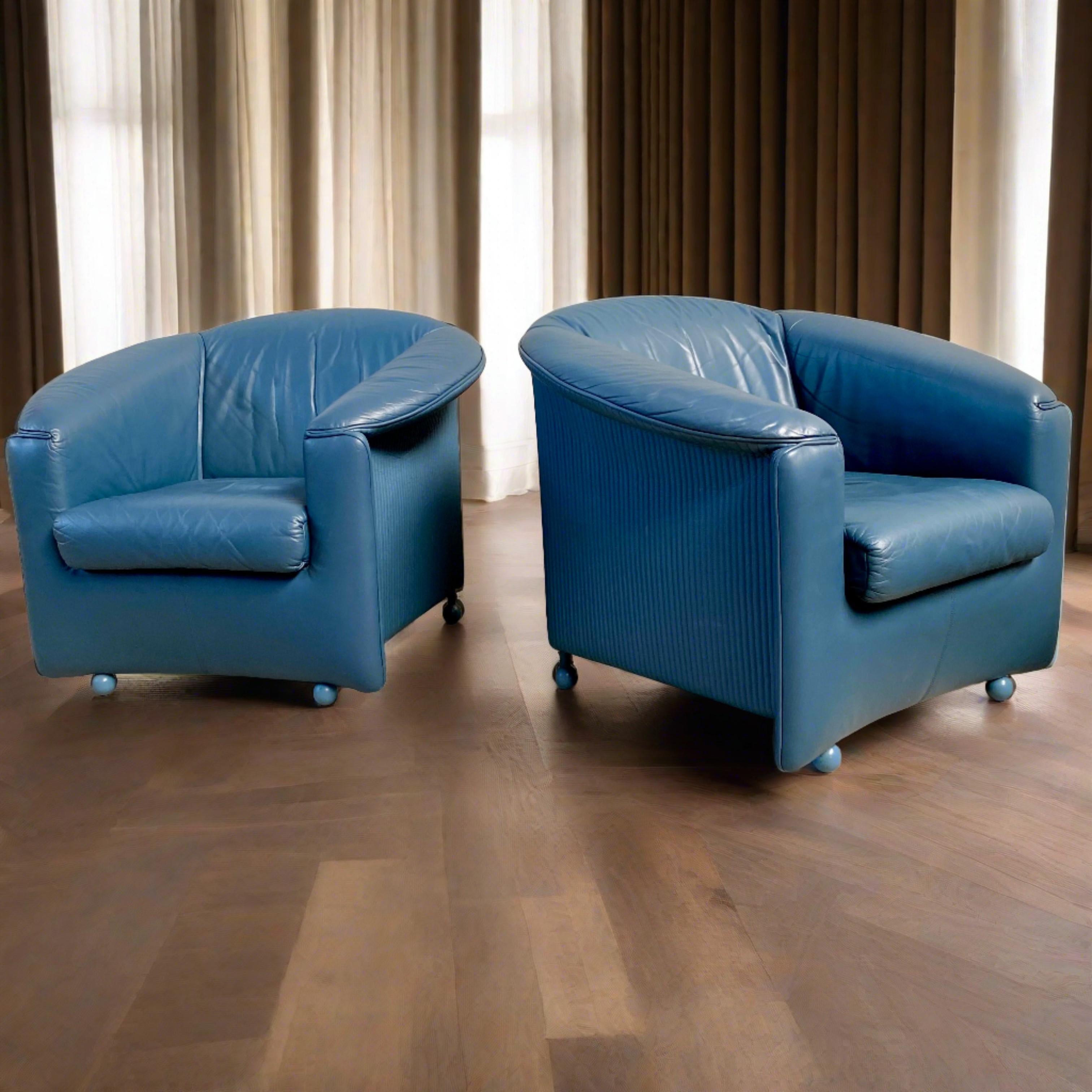 Fin du 20e siècle Ensemble de 2 fauteuils en cuir vintage de Paolo Piva pour Wittmann, Autriche, années 1980 en vente