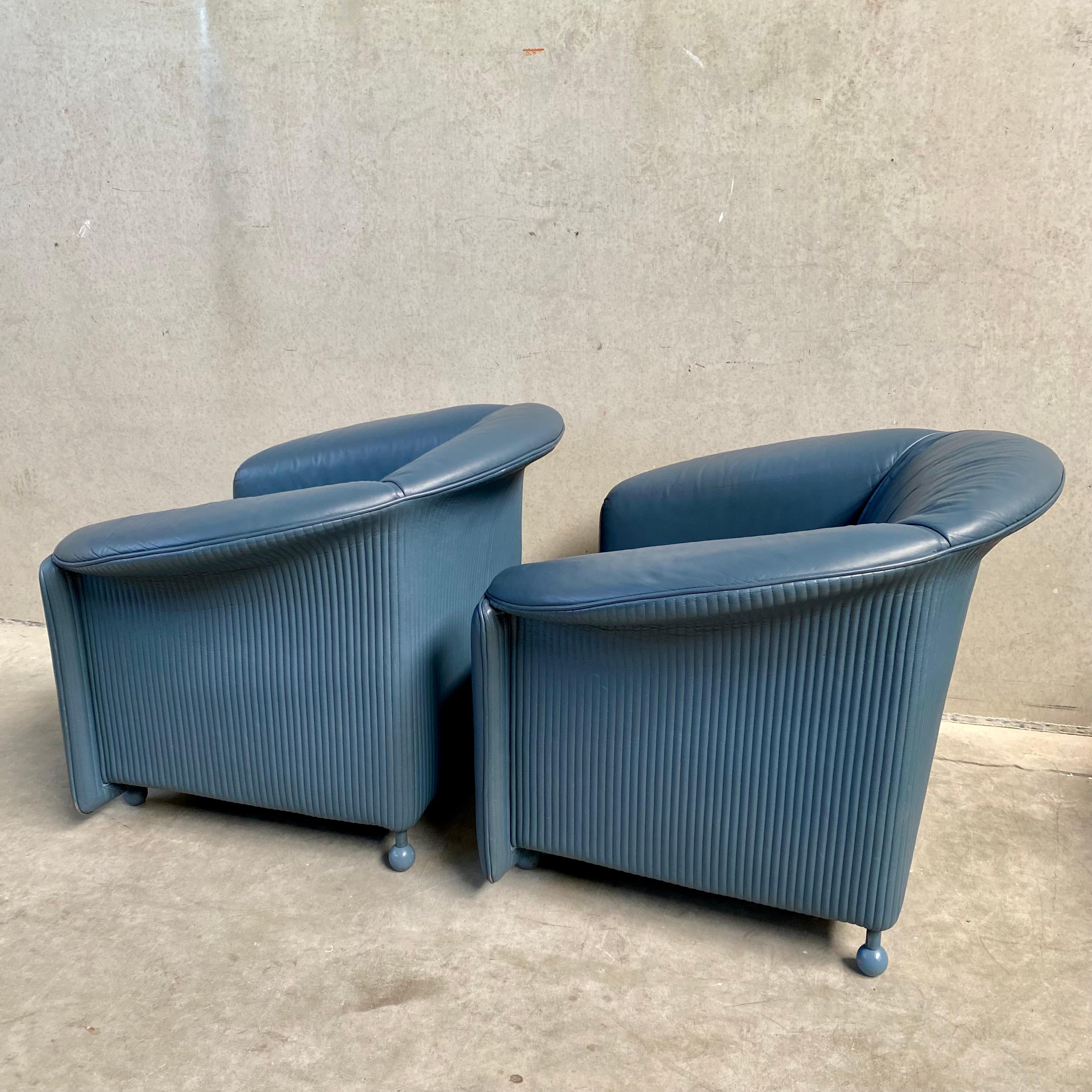 Set of 2 Vintage Leather Arm Chairs by Paolo Piva for Wittmann, Austria 1980s For Sale 3