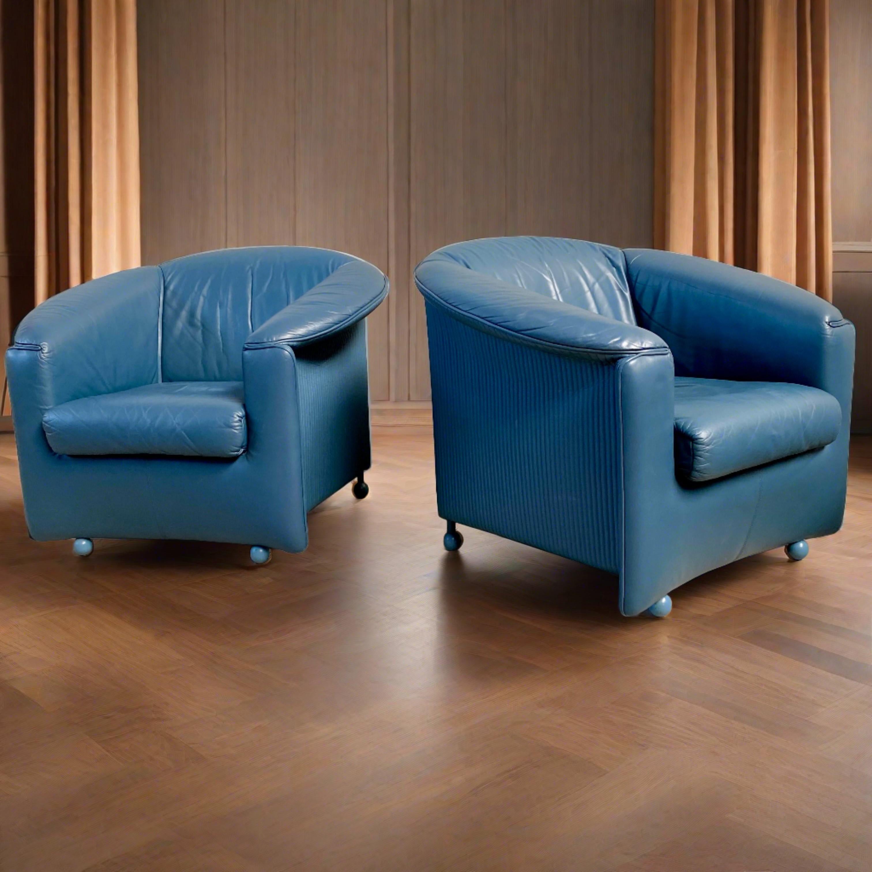 Cuir Ensemble de 2 fauteuils en cuir vintage de Paolo Piva pour Wittmann, Autriche, années 1980 en vente
