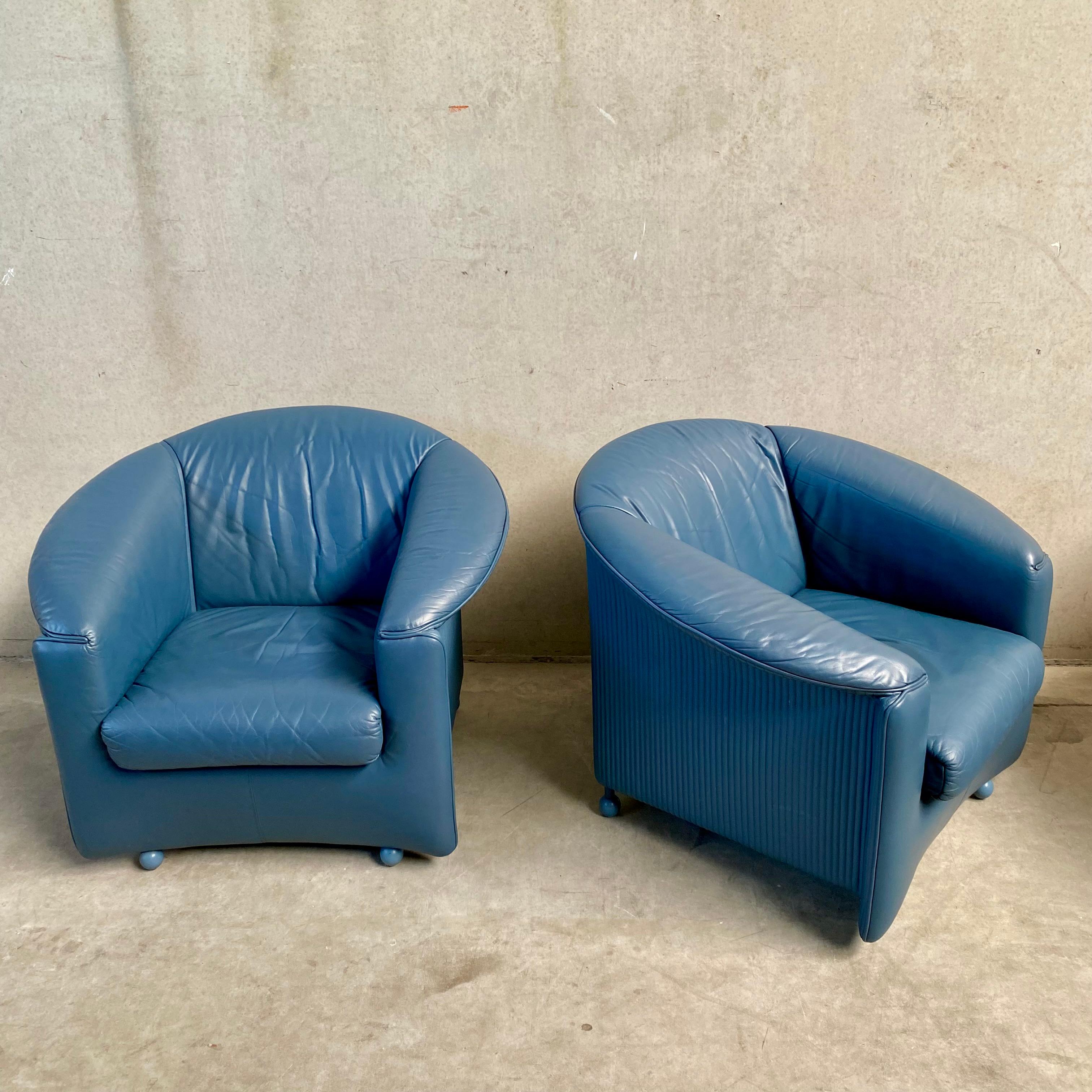 Set of 2 Vintage Leather Arm Chairs by Paolo Piva for Wittmann, Austria 1980s For Sale 4