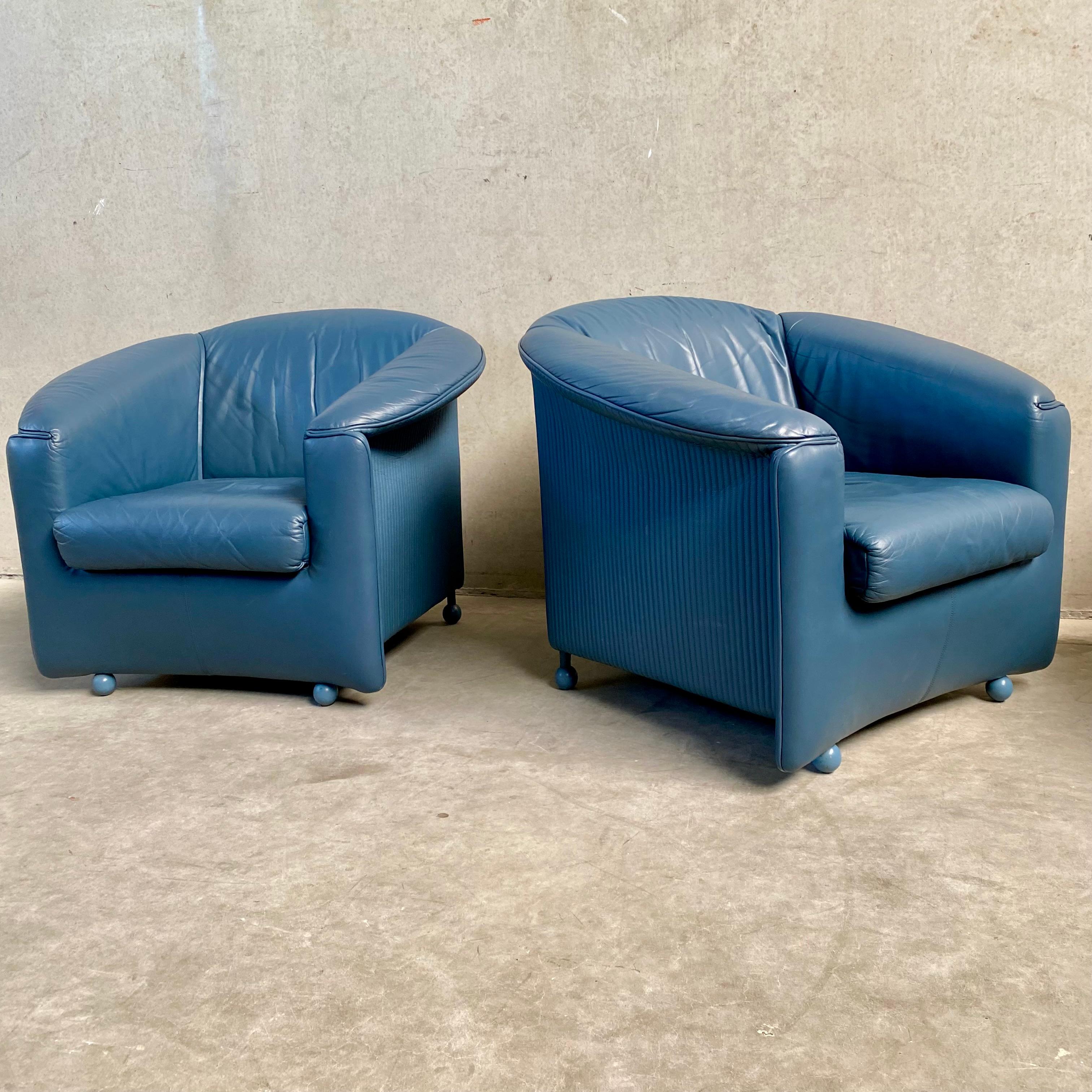 Set of 2 Vintage Leather Arm Chairs by Paolo Piva for Wittmann, Austria 1980s For Sale 5