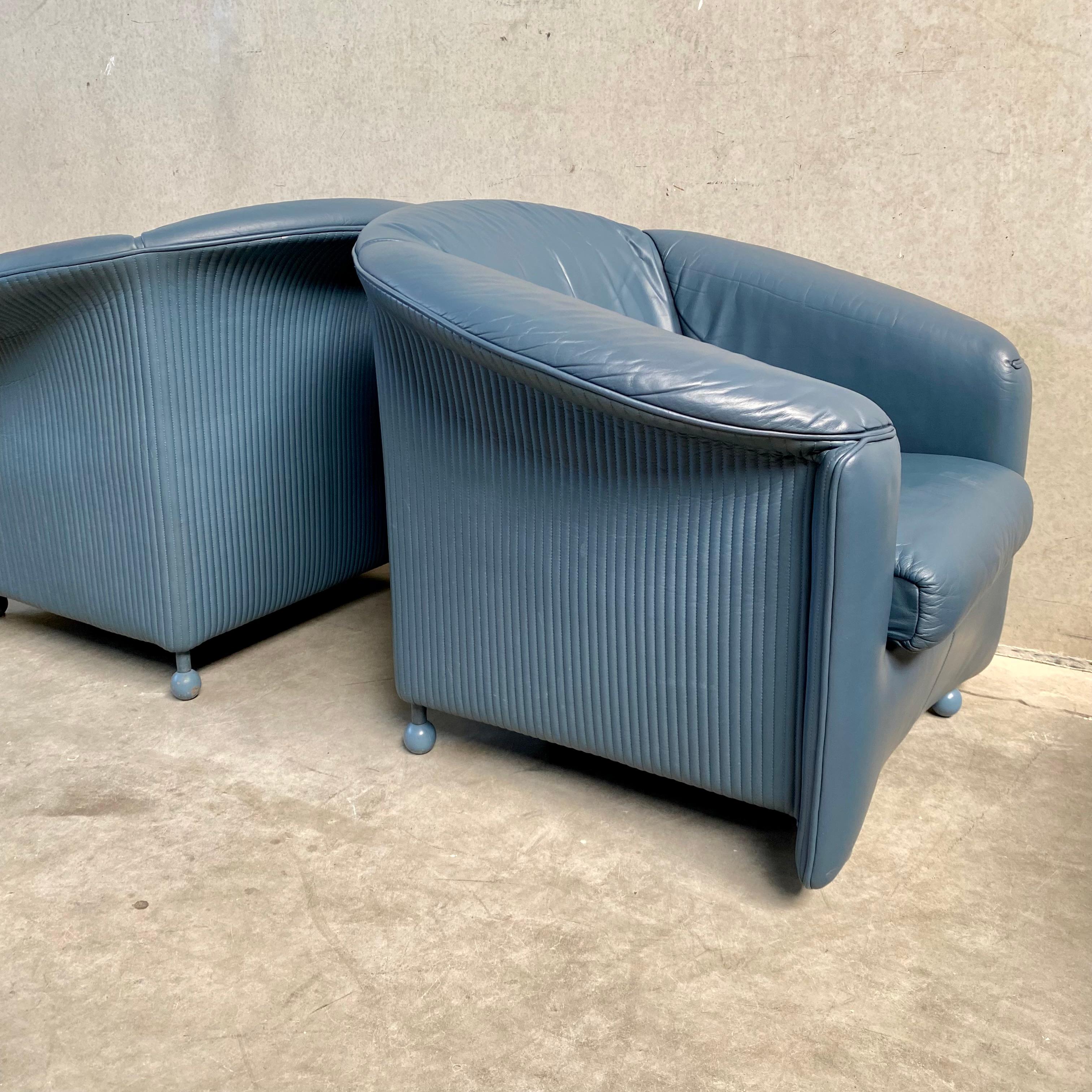 Set of 2 Vintage Leather Arm Chairs by Paolo Piva for Wittmann, Austria 1980s For Sale 6
