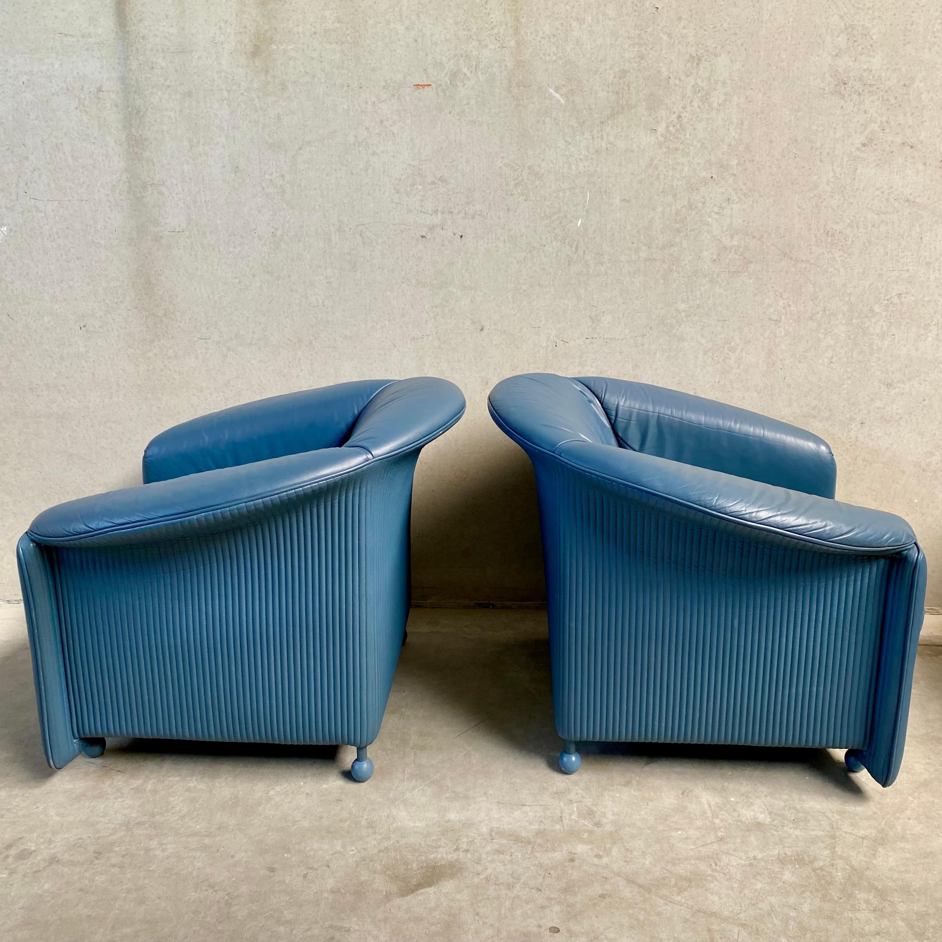 Set of 2 Vintage Leather Arm Chairs by Paolo Piva for Wittmann, Austria 1980s For Sale 7