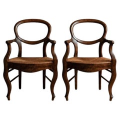 Set of 2 Vintage Louis Philippe Cherry Wood Armchairs, 19th Century