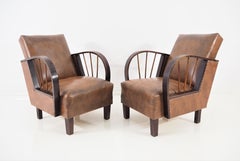 Set of 2 Vintage Lounge Chairs, Leather, 1970s