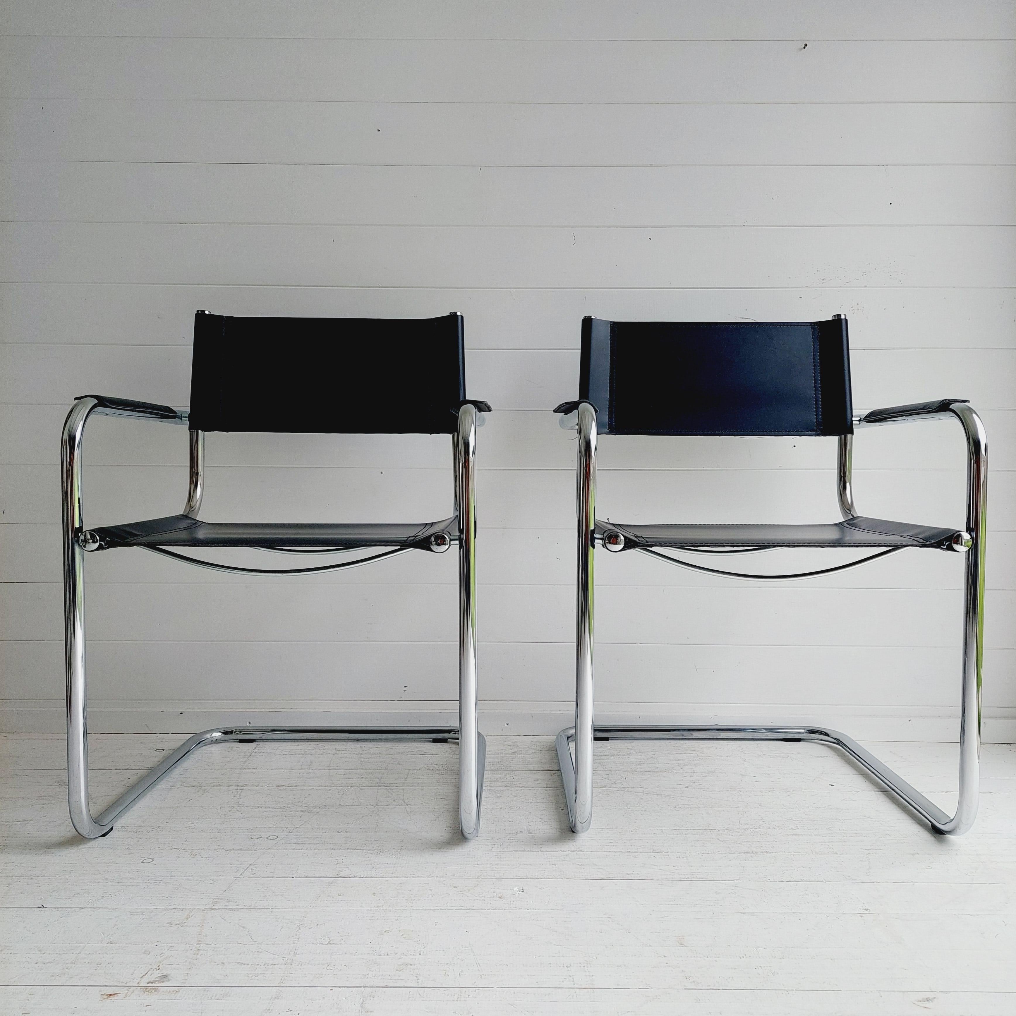 Italian Set Of 2 Vintage Mid Century 1960's/70's Mart Stam Style Cantilever Dining Chair