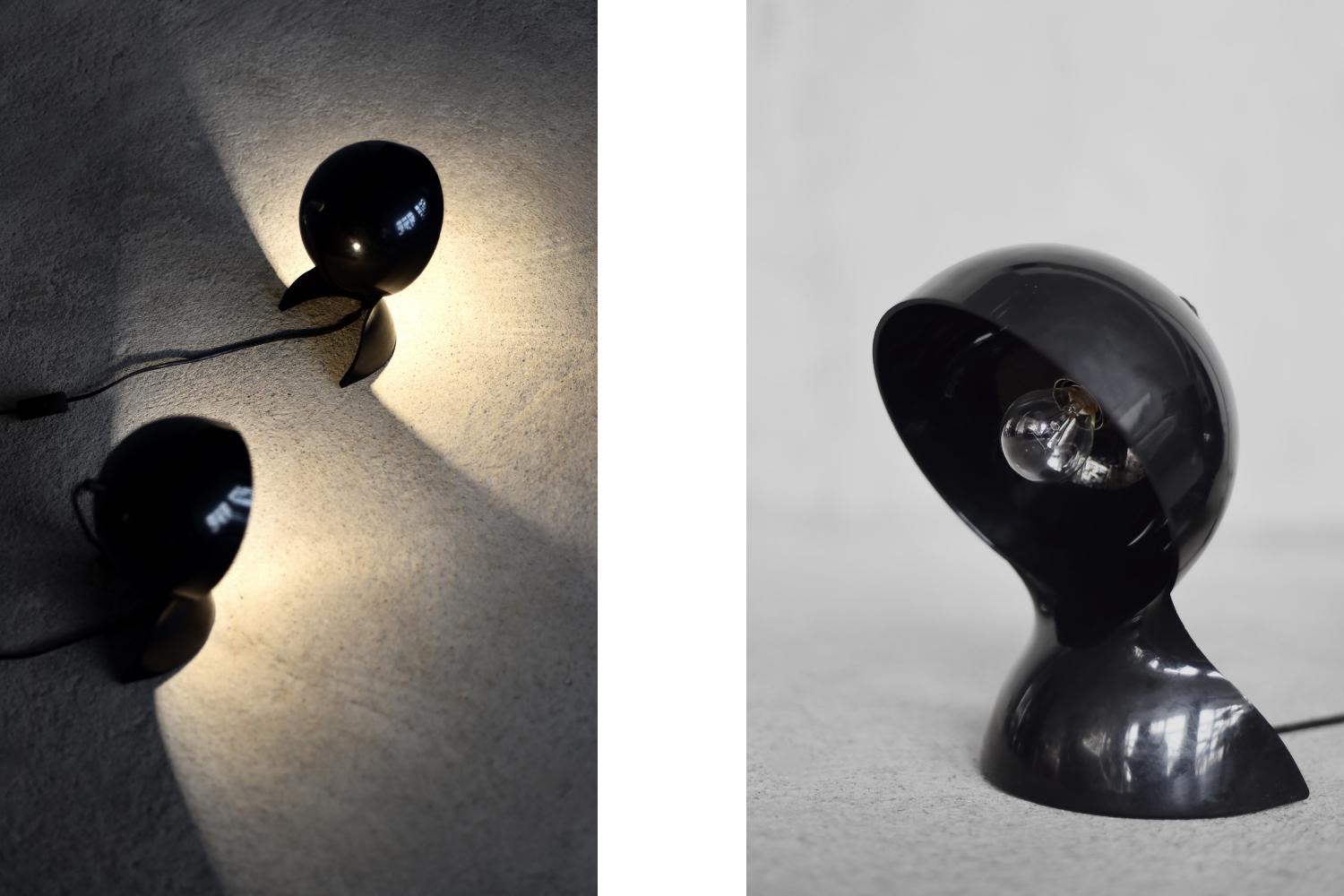 Set of 2 Vintage Modern Black Dalù Table Lamp by Vico Magistretti for Artemide In Good Condition For Sale In Warszawa, Mazowieckie