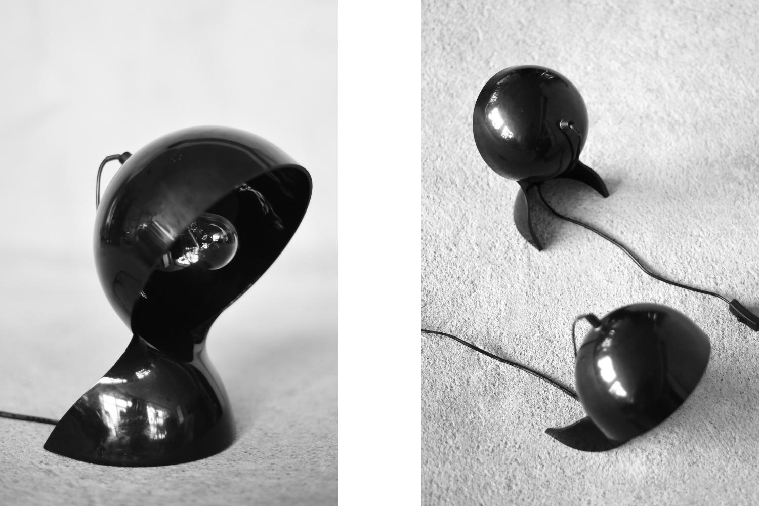 Set of 2 Vintage Modern Black Dalù Table Lamp by Vico Magistretti for Artemide For Sale 1