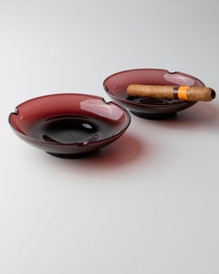 Set of 2 Vintage Murano Glass Ashtrays Mid-Century Design Italy, 1970s