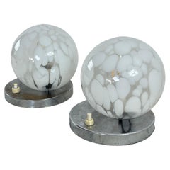 Set of 2 Vintage Murano Glass Bedside Lamps, 1970s