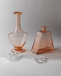 Set of 2 Vintage Murano Glass Decanter Rosalin Glass with Stoppers, 1940s