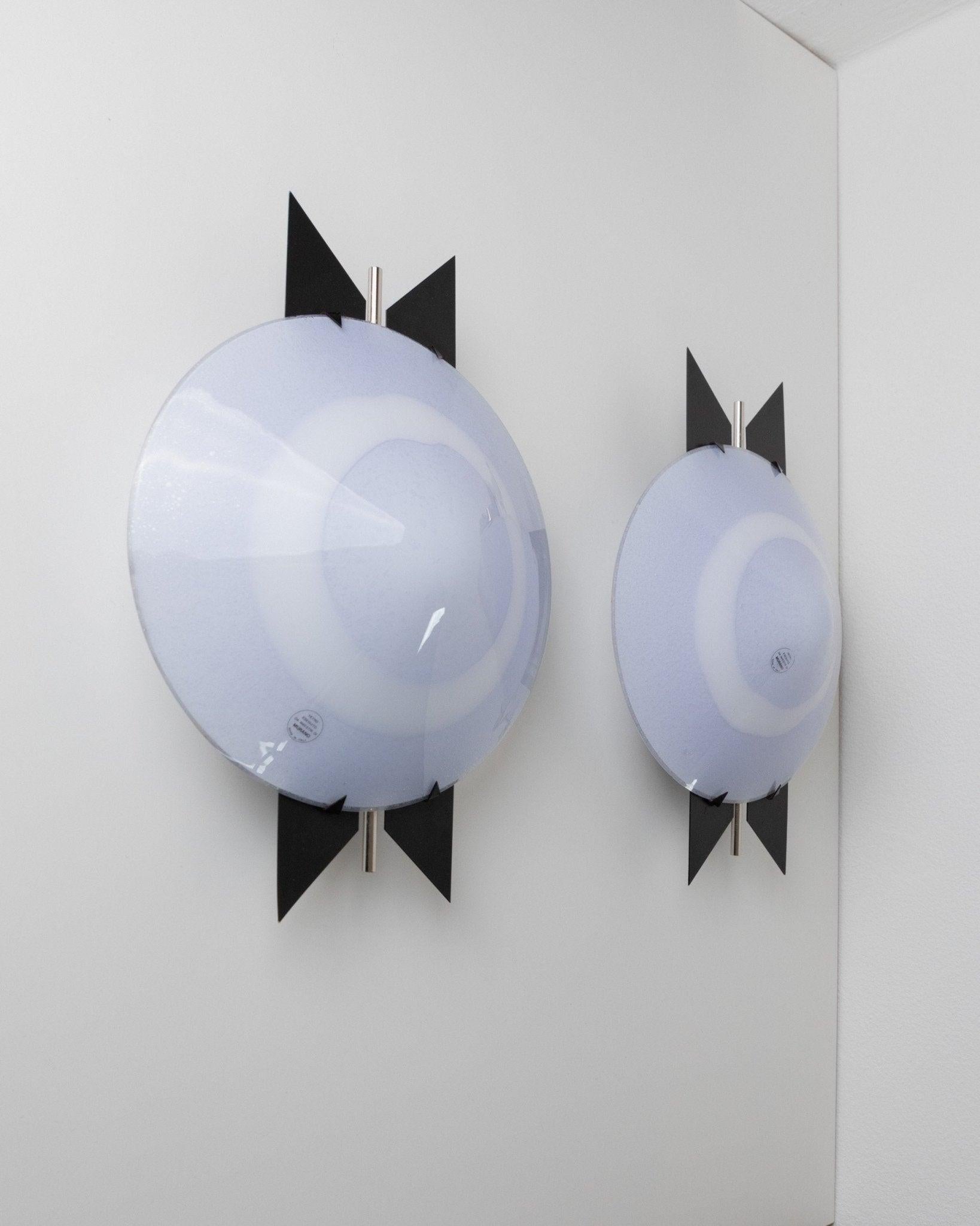 Vetro di Murano Set di 2 lampade da parete in vetro di Murano vintage in stile Memphis, anni '80 in vendita