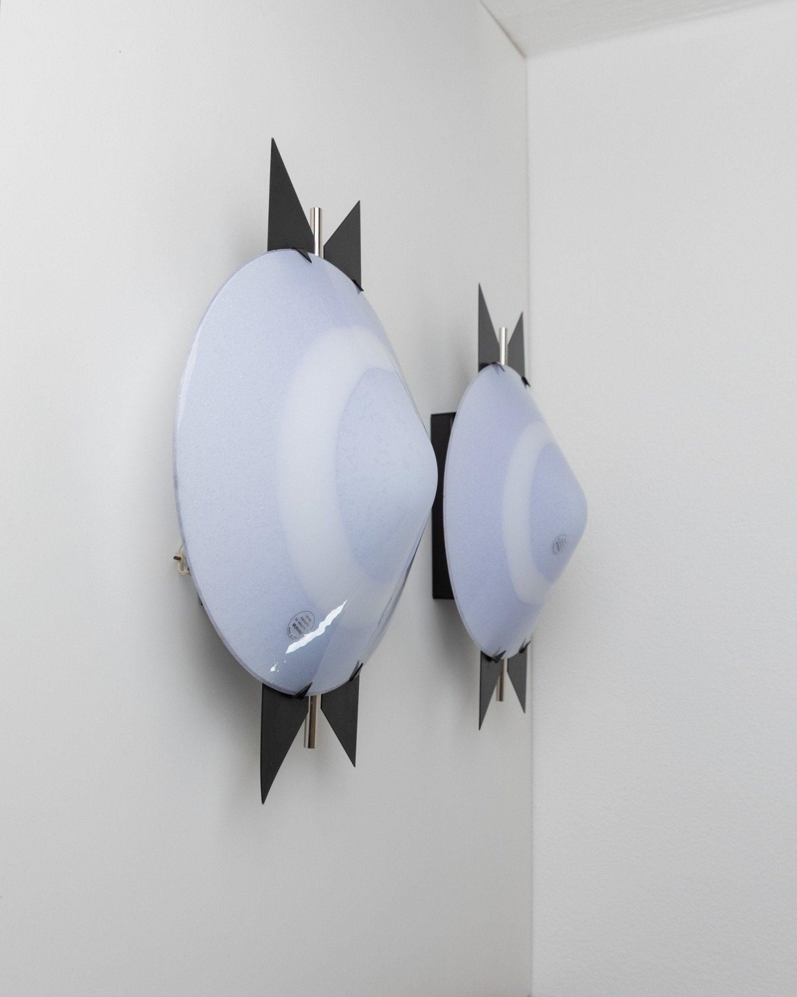 Set di 2 lampade da parete in vetro di Murano vintage in stile Memphis, anni '80 in vendita 2