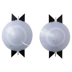 Set of 2 Vintage Murano Glass Wall Lamps Memphis Style, 1980s