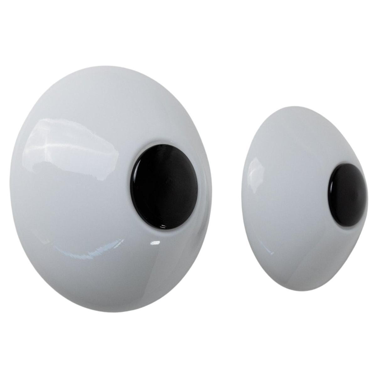 Lot de 2 lampes murales ou plafonniers vintage en verre de Murano, Italie, années 1980