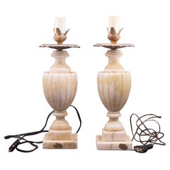 Set of 2 Vintage Neoclassica Alabster Table Lamp by Gregoretti & co. Volterra