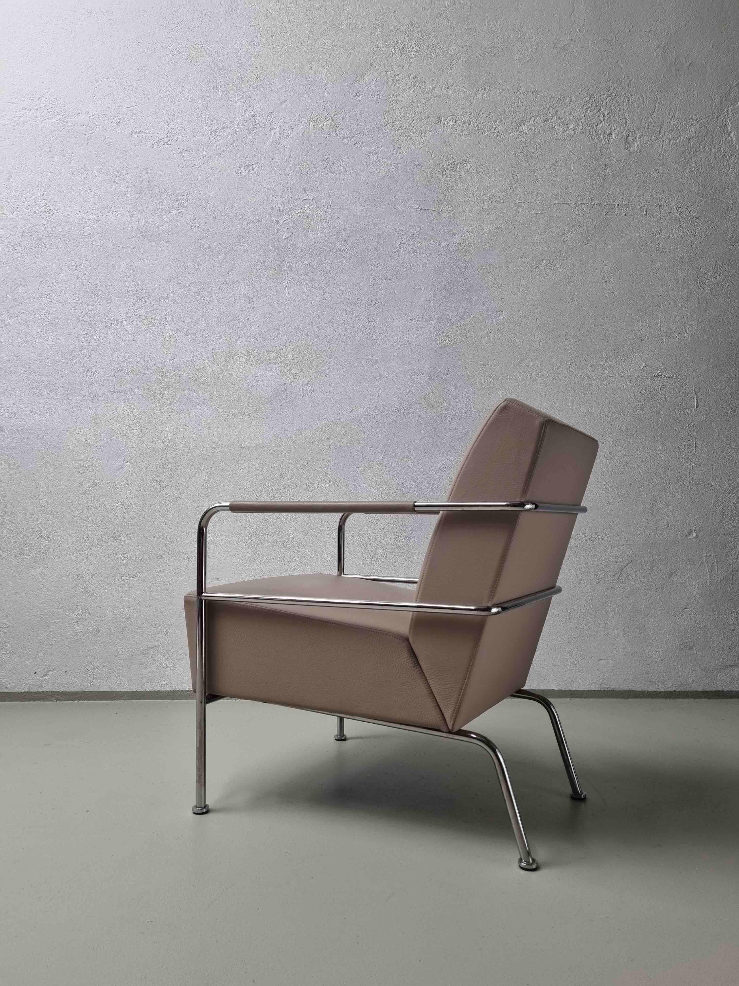 Satz von 2 Sesseln aus nudefarbenem Leder „Cinema“ im Vintage-Stil von Gunilla Allard, 1990er Jahre im Angebot 2