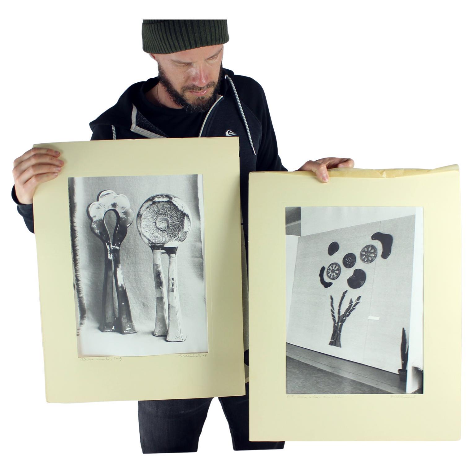 Set Of 2 Vintage Photograps Of Ceramic Artwork By Ditta Abrhamova, Czechoslovaki