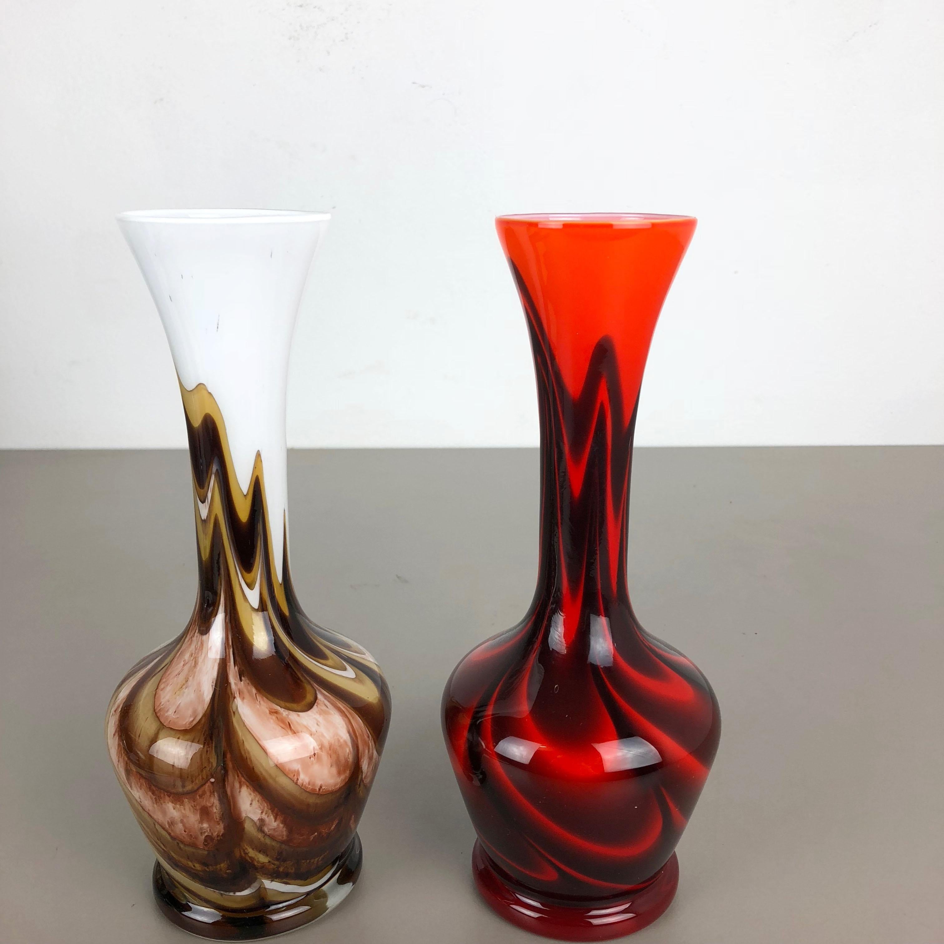 Mid-Century Modern Ensemble de 2 vases vintage Pop Art en opaline Florence design, Italie, 1970 en vente