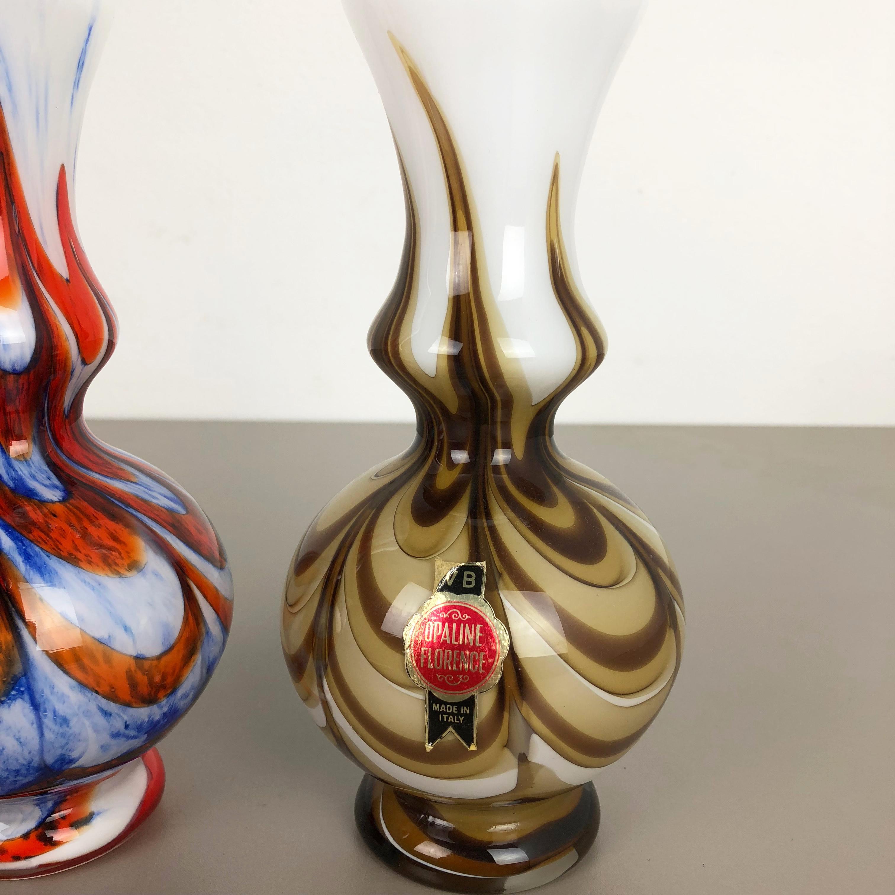 20th Century Set of 2 Vintage Pop Art Opaline Florence Vase Design, Italy, 1970s