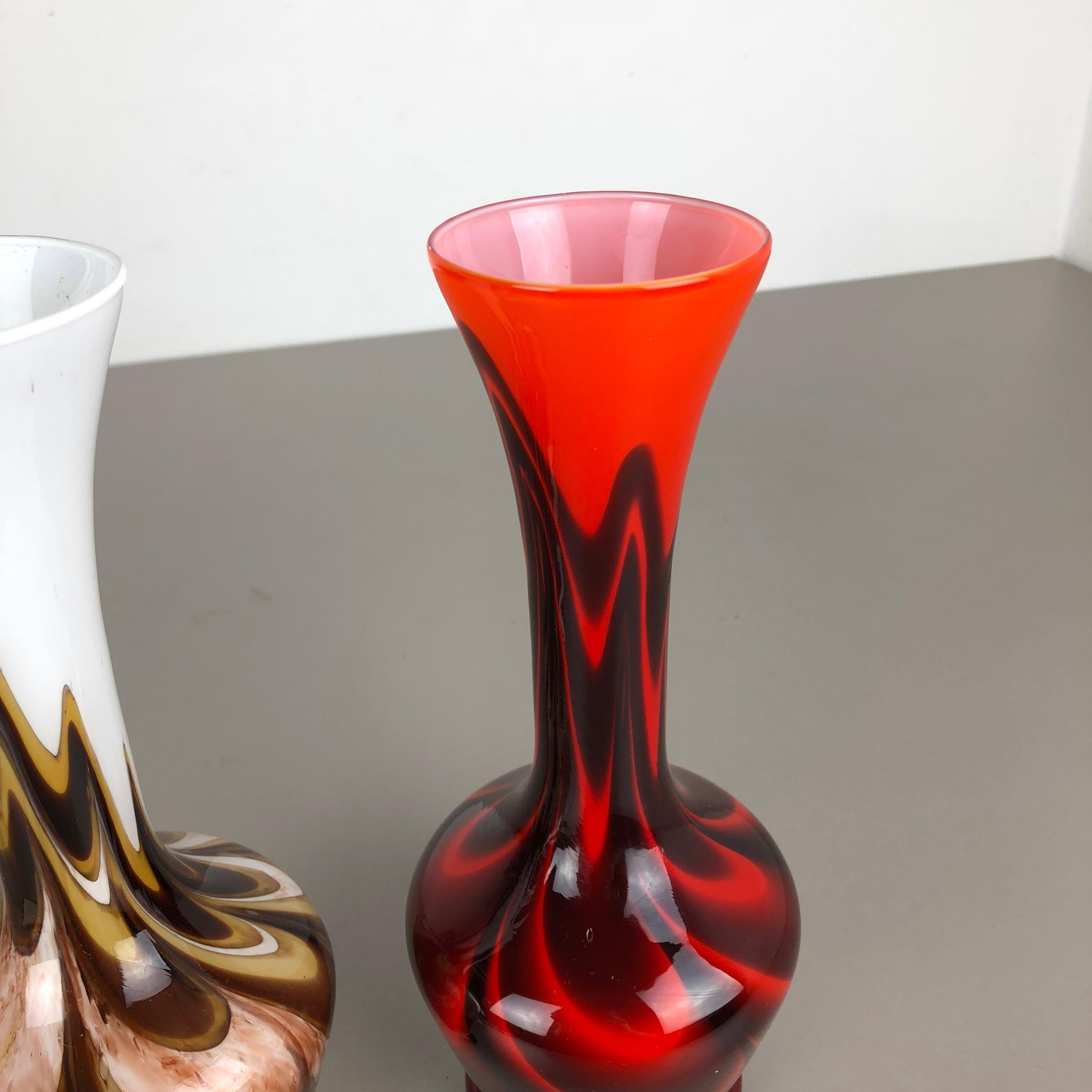 Verre Ensemble de 2 vases vintage Pop Art en opaline Florence design, Italie, 1970 en vente