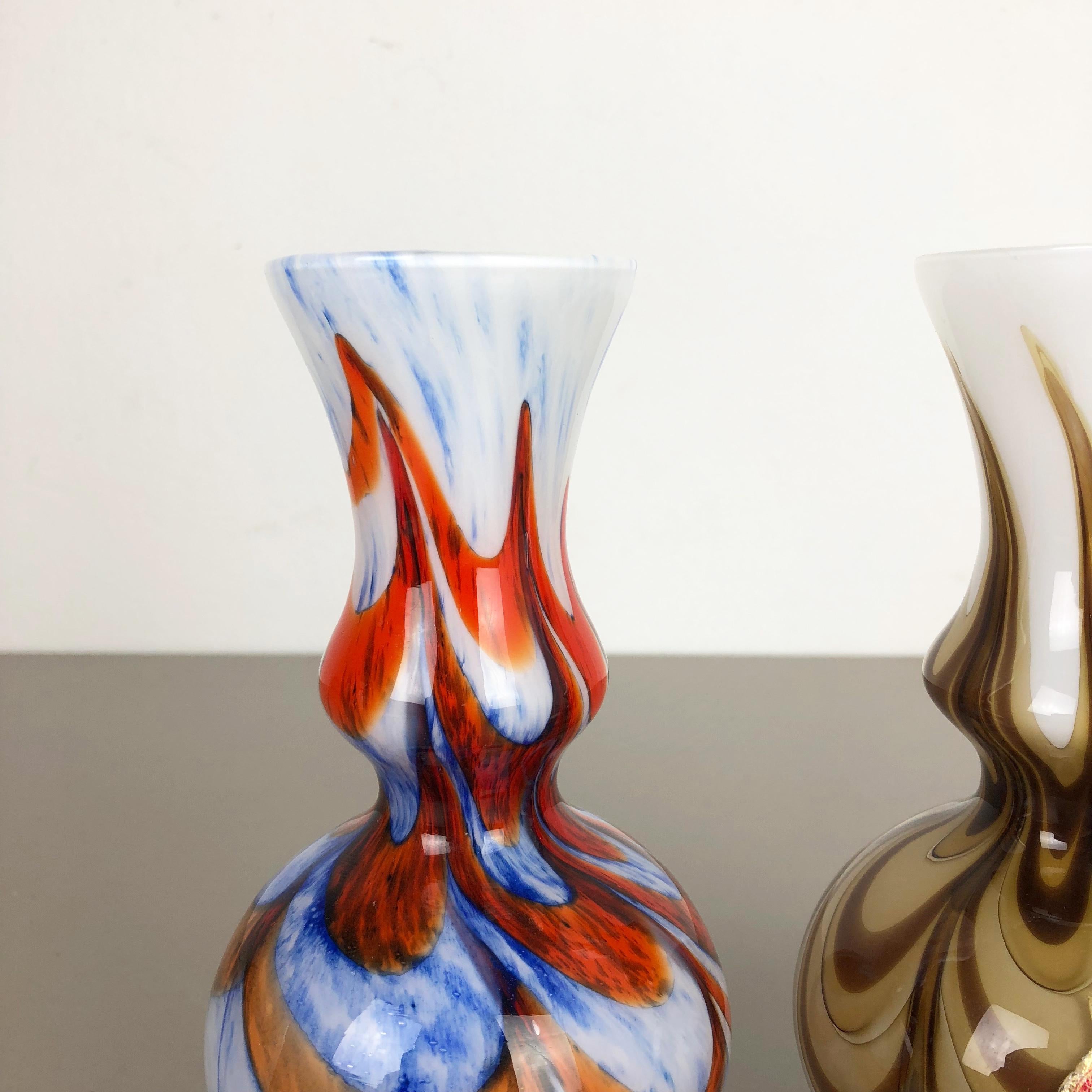 Set of 2 Vintage Pop Art Opaline Florence Vase Design, Italy, 1970s 1