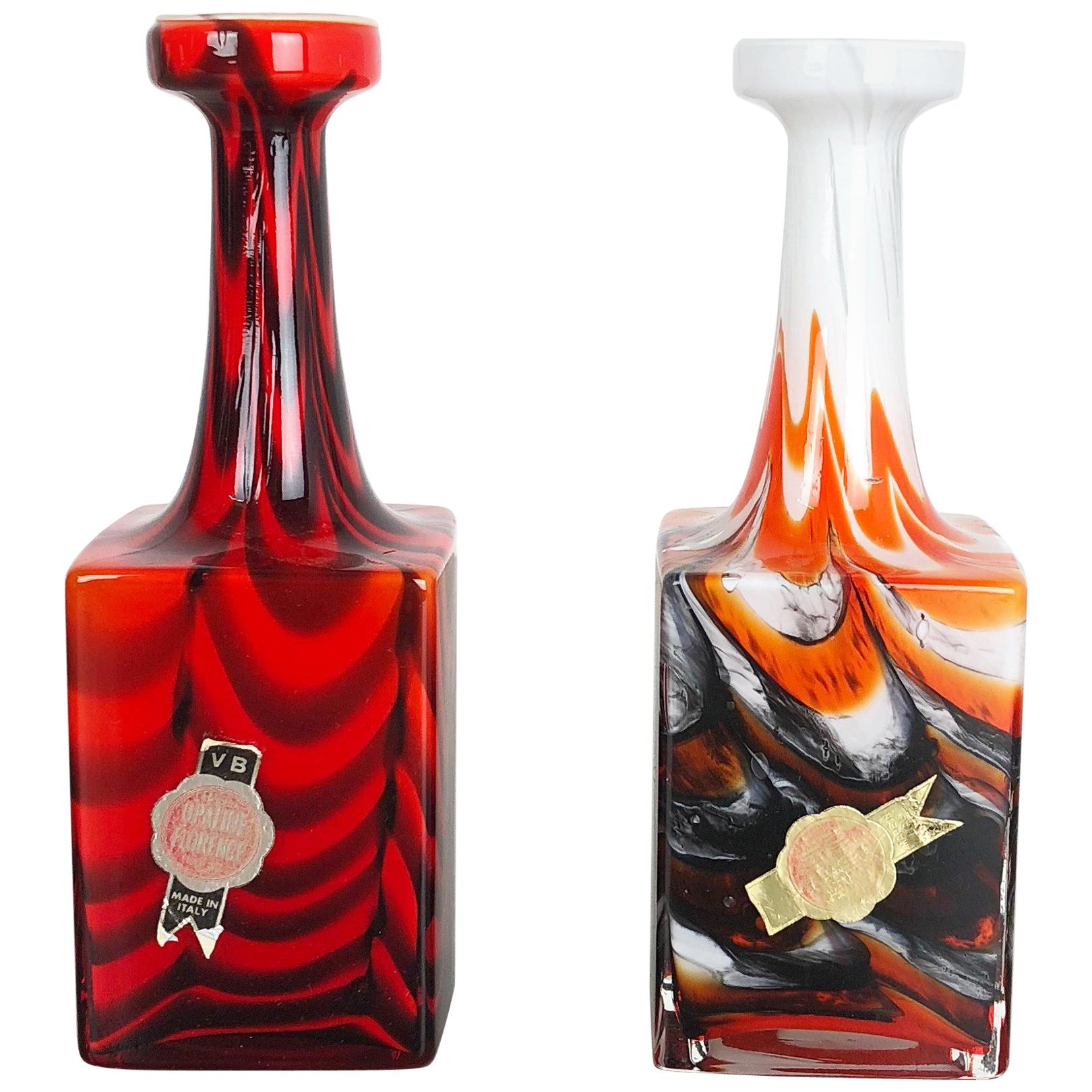 Set of 2 Vintage Pop Art Opaline Florence Vase Design, Italy, 1970s