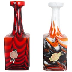 Set of 2 Vintage Pop Art Opaline Florence Vase Design, Italy, 1970s