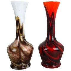 Set of 2 Vintage Pop Art Opaline Florence Vase Design, Italy, 1970s