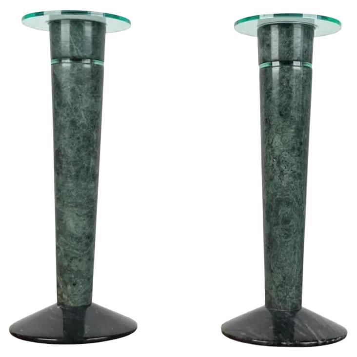 Set von 2 postmodernen Vintage-Kerzenhaltern aus Acryl und Stein aus Acryl, 1980er Jahre