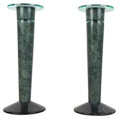 Set of 2 Vintage Postmodern Acryl and Stone Candleholders, 1980s